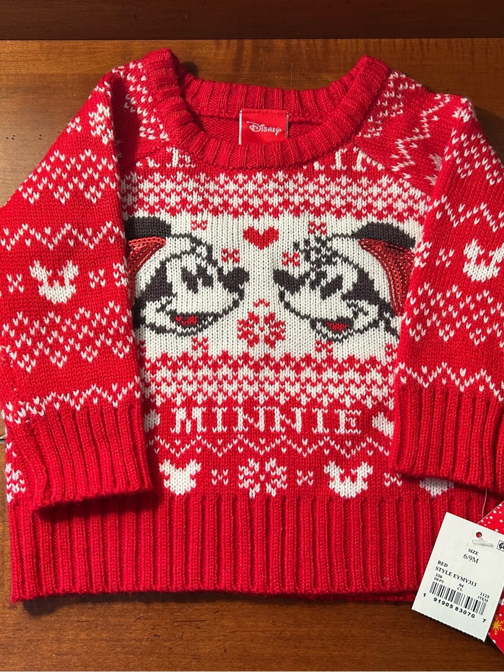 Disney Minnie Sparkly Sweater size 6-9 months NWT